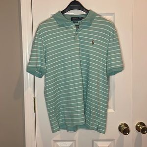 Green and White Striped Polo Shirt by Polo Ralph Luaren